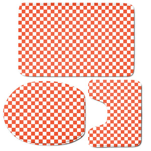 Lava Orange And White Checkered Print 3 Piece Bath Mat Set