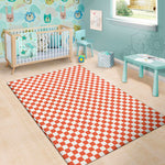 Lava Orange And White Checkered Print Area Rug