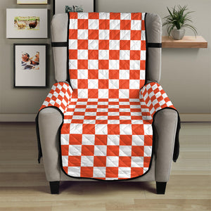 Lava Orange And White Checkered Print Armchair Protector