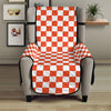 Lava Orange And White Checkered Print Armchair Protector