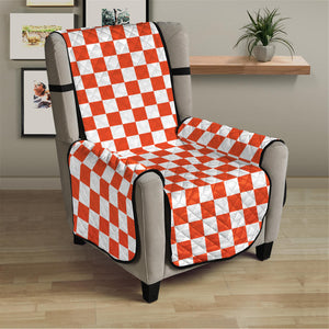 Lava Orange And White Checkered Print Armchair Protector