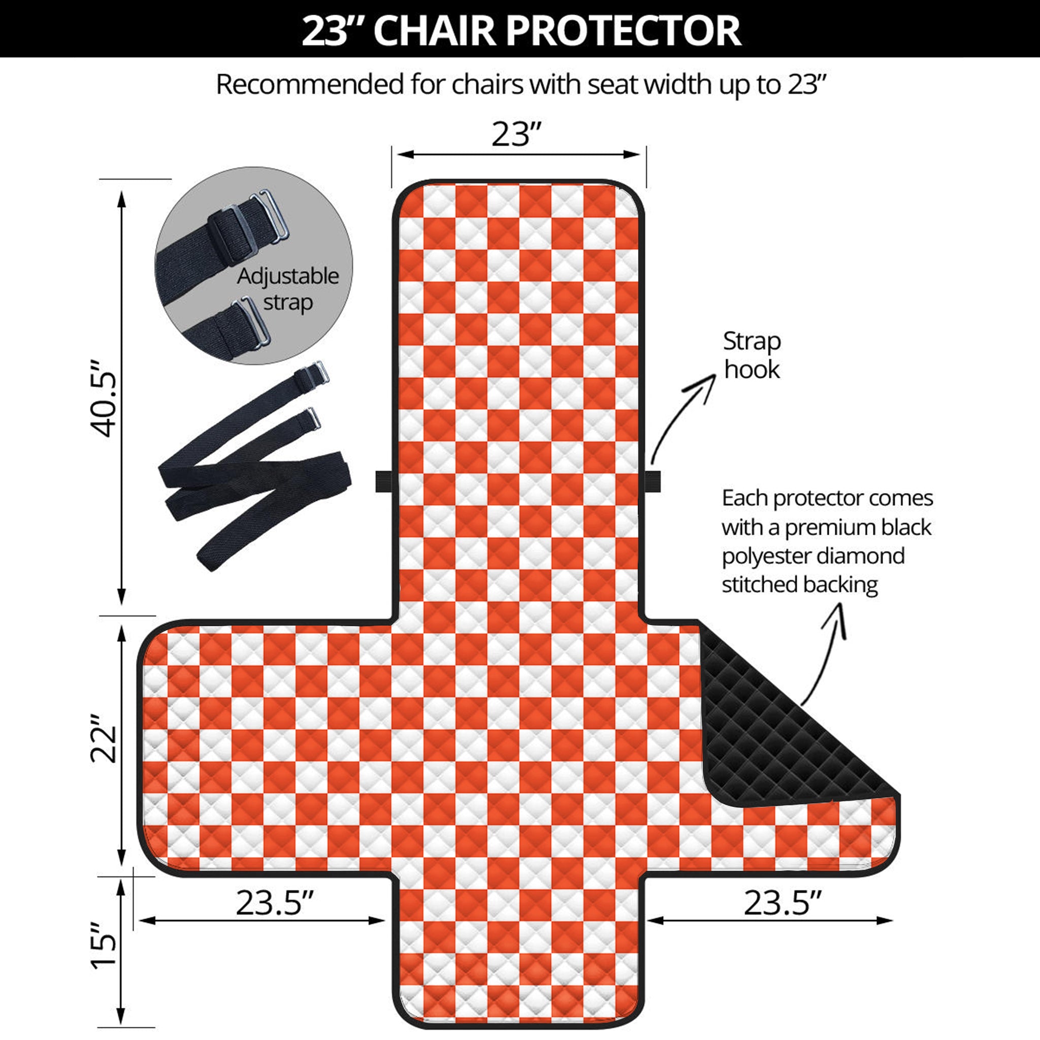 Lava Orange And White Checkered Print Armchair Protector