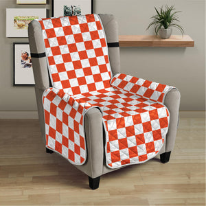 Lava Orange And White Checkered Print Armchair Protector