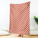 Lava Orange And White Checkered Print Blanket