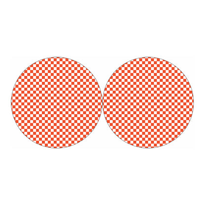 Lava Orange And White Checkered Print Car Coasters