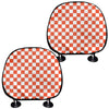 Lava Orange And White Checkered Print Car Headrest Covers