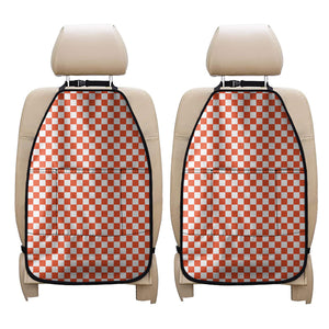 Lava Orange And White Checkered Print Car Seat Organizers