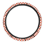 Lava Orange And White Checkered Print Car Steering Wheel Cover