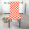 Lava Orange And White Checkered Print Dining Chair Slipcover