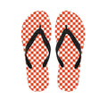 Lava Orange And White Checkered Print Flip Flops