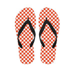 Lava Orange And White Checkered Print Flip Flops