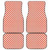 Lava Orange And White Checkered Print Front and Back Car Floor Mats