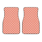 Lava Orange And White Checkered Print Front Car Floor Mats