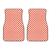 Lava Orange And White Checkered Print Front Car Floor Mats