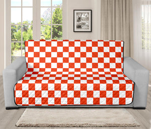 Lava Orange And White Checkered Print Futon Protector