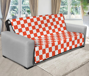 Lava Orange And White Checkered Print Futon Protector