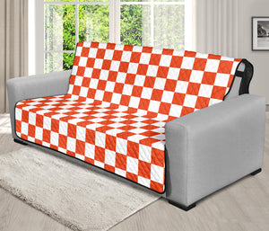 Lava Orange And White Checkered Print Futon Protector