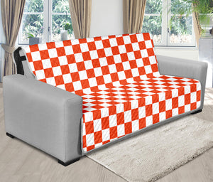 Lava Orange And White Checkered Print Futon Protector