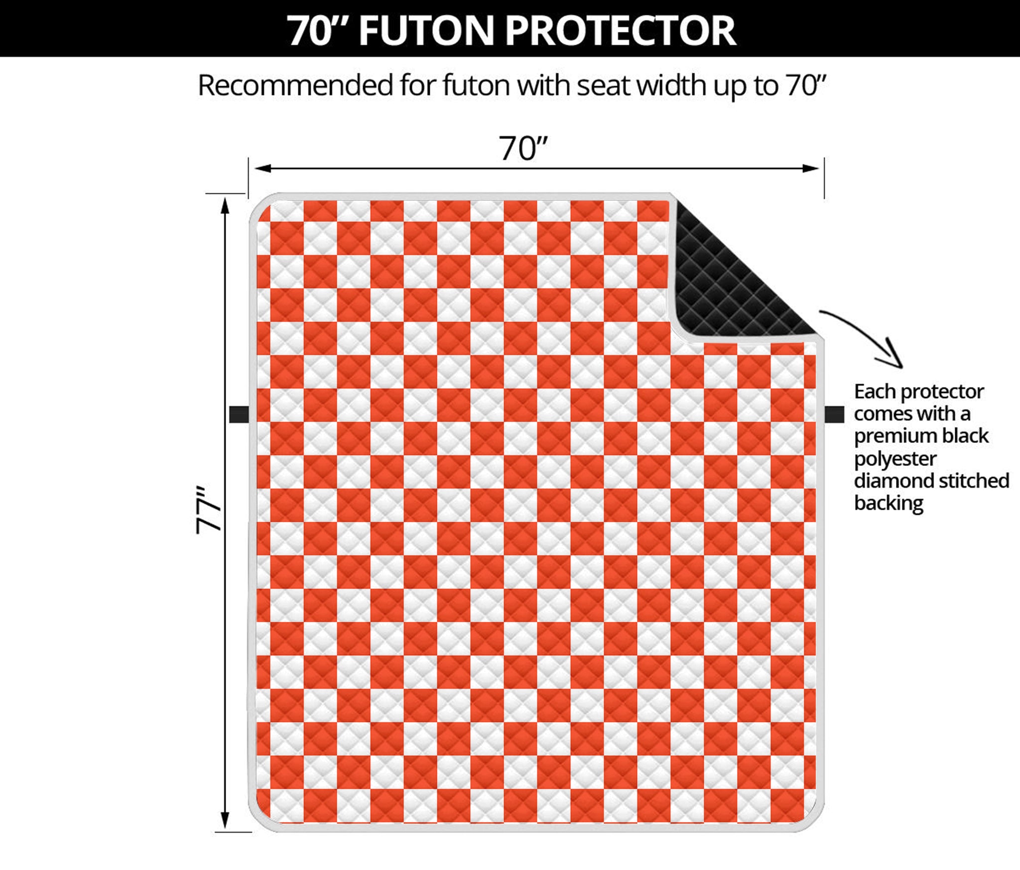 Lava Orange And White Checkered Print Futon Protector