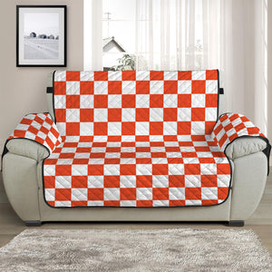 Lava Orange And White Checkered Print Half Sofa Protector