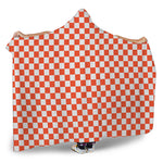 Lava Orange And White Checkered Print Hooded Blanket