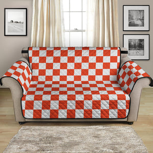 Lava Orange And White Checkered Print Loveseat Protector