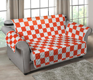 Lava Orange And White Checkered Print Loveseat Protector