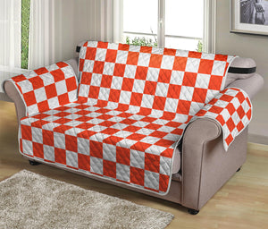 Lava Orange And White Checkered Print Loveseat Protector