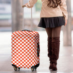 Lava Orange And White Checkered Print Luggage Cover