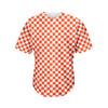 Lava Orange And White Checkered Print Men's Baseball Jersey