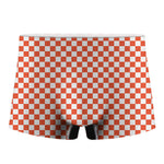 Lava Orange And White Checkered Print Men's Boxer Briefs