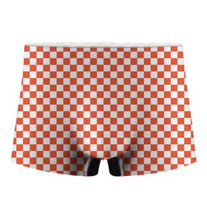 Lava Orange And White Checkered Print Men's Boxer Briefs