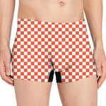 Lava Orange And White Checkered Print Men's Boxer Briefs