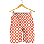 Lava Orange And White Checkered Print Men's Shorts