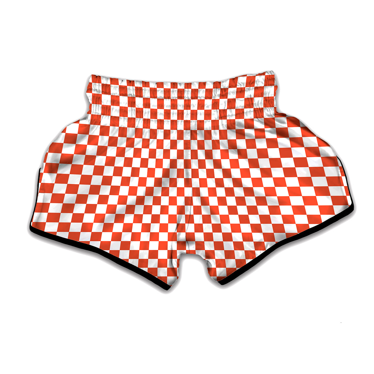 Lava Orange And White Checkered Print Muay Thai Boxing Shorts