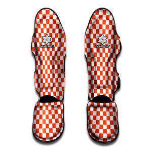 Lava Orange And White Checkered Print Muay Thai Shin Guard