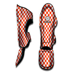 Lava Orange And White Checkered Print Muay Thai Shin Guard