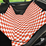 Lava Orange And White Checkered Print Pet Car Back Seat Cover