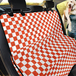 Lava Orange And White Checkered Print Pet Car Back Seat Cover