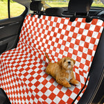 Lava Orange And White Checkered Print Pet Car Back Seat Cover