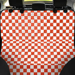 Lava Orange And White Checkered Print Pet Car Back Seat Cover