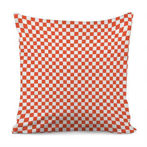 Lava Orange And White Checkered Print Pillow Cover