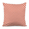 Lava Orange And White Checkered Print Pillow Cover