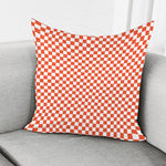 Lava Orange And White Checkered Print Pillow Cover