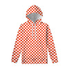 Lava Orange And White Checkered Print Pullover Hoodie