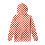 Lava Orange And White Checkered Print Pullover Hoodie