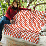 Lava Orange And White Checkered Print Quilt