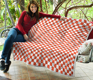 Lava Orange And White Checkered Print Quilt