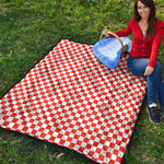 Lava Orange And White Checkered Print Quilt