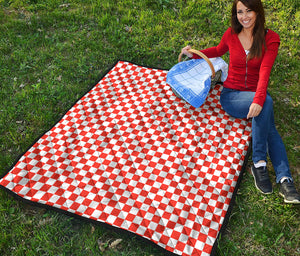 Lava Orange And White Checkered Print Quilt